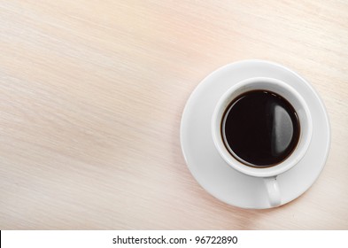 Coffee Classic Cup On A Wooden Table Top View