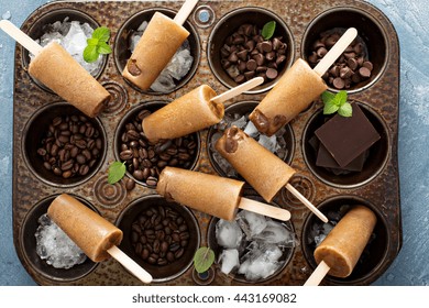 Coffee And Cream Popsicles With Irish Cream And Chocolate Fudge