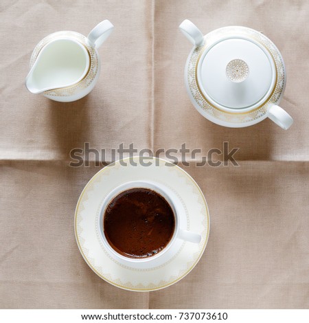 Coffee Creamer sugar CHOCOLATE CANDY ON THE TABLE