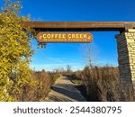 Coffee Creek Watershed Conservancy sign in Chesterton, Indiana USA 