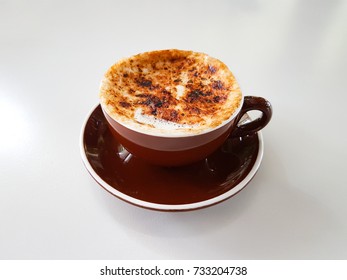 Coffee Creme Brulee Latte On White Background