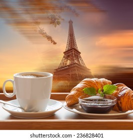 Similar Images, Stock Photos & Vectors of Coffee and croissants against
