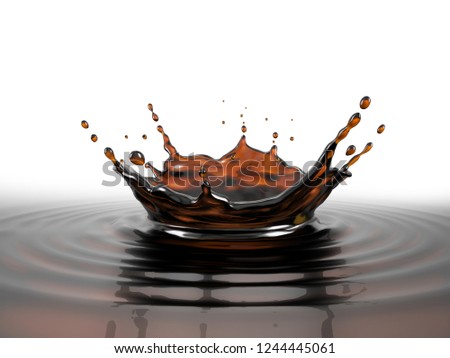 Coffee crown splash on coffee background with ripples.