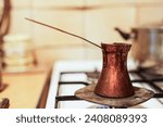 Coffee crucible. Turkish coffee preparation