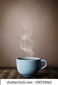 Coffee Cup With Abstract White Steam, Close Up