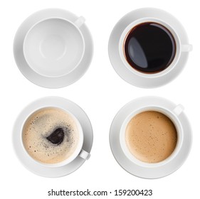coffee cup assortment top view collection isolated - Shutterstock ID 159200423