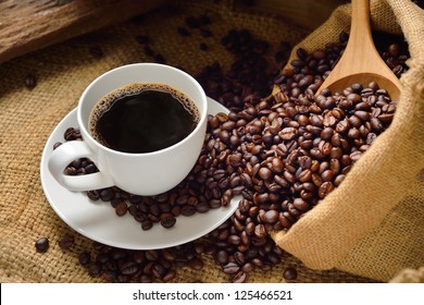 Coffee Cup And Coffee Beans