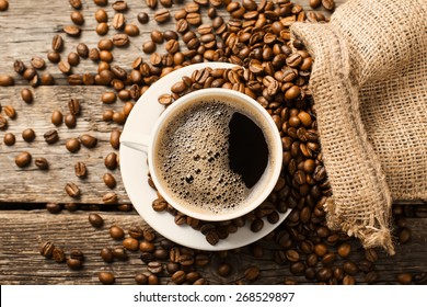 Coffee Cup And Coffee Beans