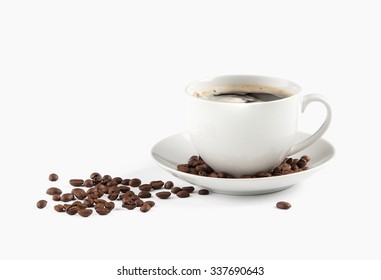 Coffee Cup Beans Isolated On White Stock Photo 337690643 | Shutterstock