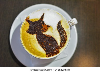 Coffee Cup With A Cat (latte Art)