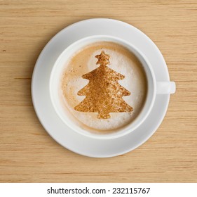 Coffee Cup With Christmas Tree Shape On Foam