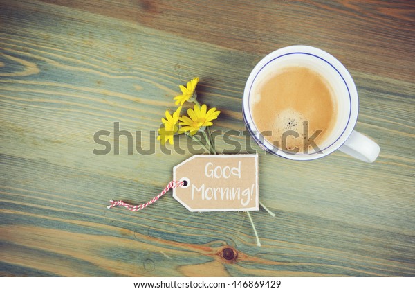 Coffee Cup Daisy Flowers Wish Cardboard Stock Photo Edit Now