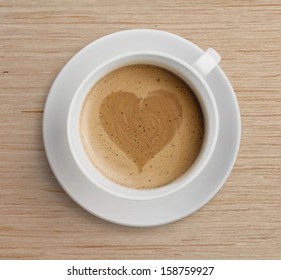 Coffee Cup With Heart Shape On Foam