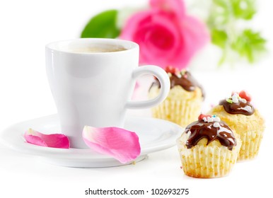 Coffee cup and muffins isolated on white - Powered by Shutterstock