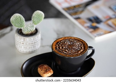 Coffee cup on the table, Mocca hot coffee.