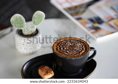 Coffee cup on the table, Mocca hot coffee.