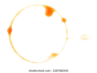 Coffee Cup Ring Isolated On A White Background, Top View. Coffee Stain.