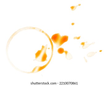 Coffee Cup Ring Isolated On A White Background, Top View. Coffee Stain.