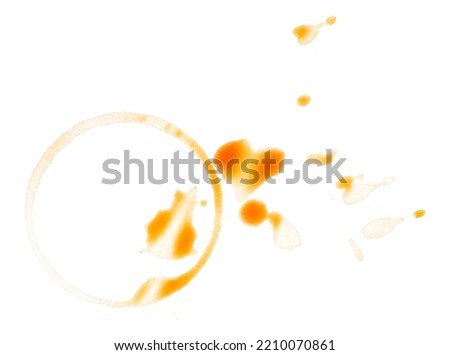 Coffee cup ring isolated on a white background, top view. Coffee stain.