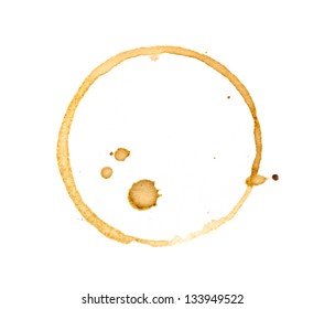 Coffee Cup Rings Isolated On A White Background.