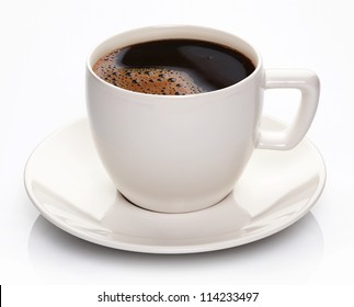 Coffee Cup And Saucer On A White Background.