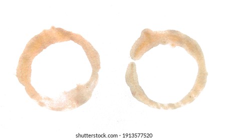 Coffee cup stains on white background