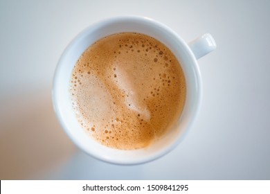 Coffee Cup With Coffee Top Down Closeup