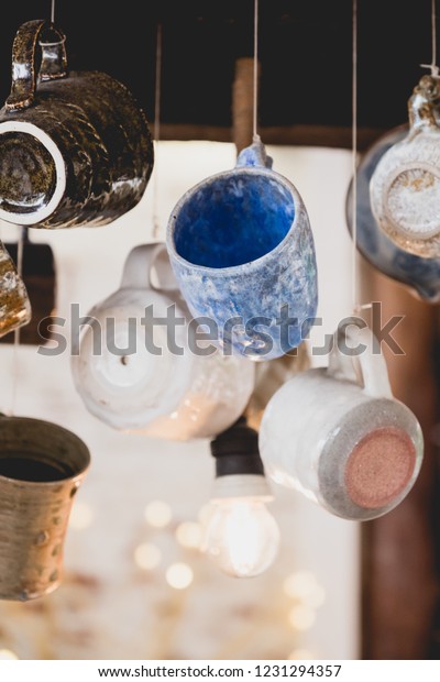 Coffee Cups Hanging Cafekitchen Decoration Stock Photo Edit Now 1231294357