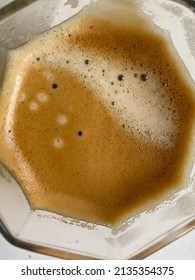 Coffee Foam Close Up. Espresso Drink In A Cup. Coffee Top View