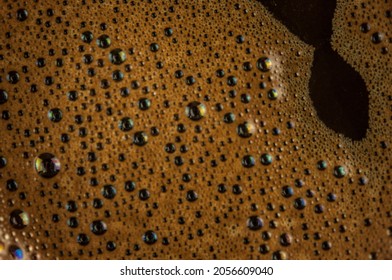 Coffee Foam Extreme Close Up. Macro Texture And Background