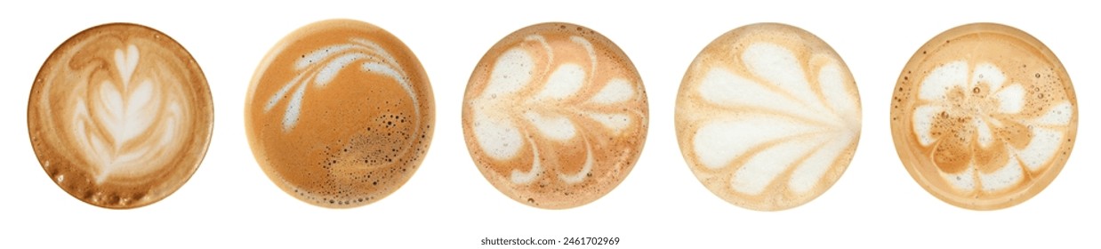 Coffee foam with latte art isolated on white, top view - Powered by Shutterstock