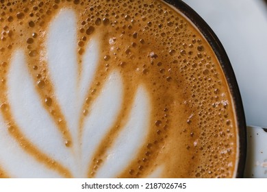 Coffee Foam.  Latte Art. Macro Shot. Selective Focus.