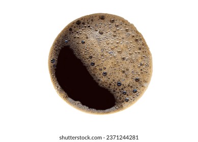coffee foam texture. Top view Full espresso coffee cup isolated on white background with clipping path.