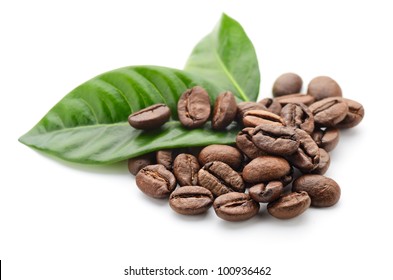 Coffee Grains And Leaves