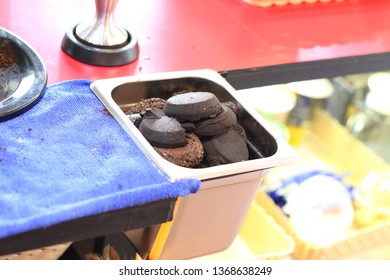 coffee grounds from the coffee machine