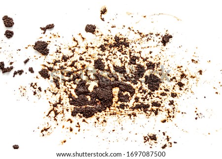 Coffee grounds, spots on a white background.