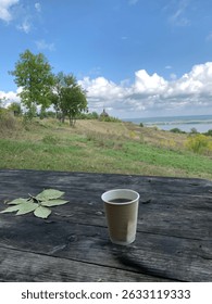 coffee with an incredible view of the Dnipro river