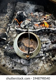 Coffee Kettle Boiling On The Camp Fire