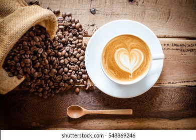 Coffee Latte With Coffee Beans