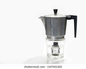Coffee maker and conceptual and different clock