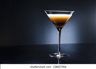 Coffee Martini Cocktail In Front Of Disco Lights