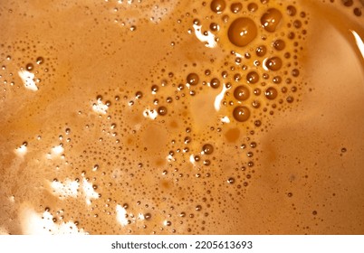 Coffee Milk Foam. Background Texture Of Cappuccino, Closeup. Macro.