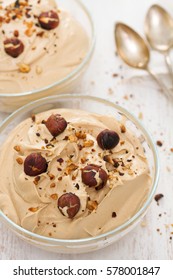 Coffee Mousse With Nuts In Bowl