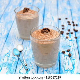 	Coffee Mousse On A Blue Table