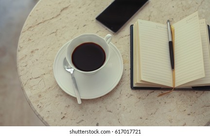 coffee and notebook