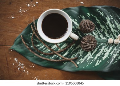 Coffee on the leaf.