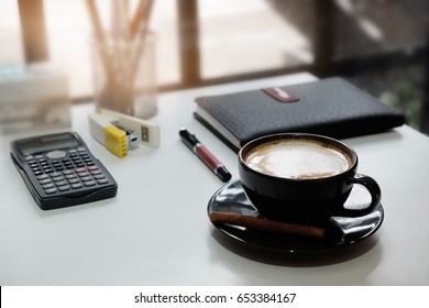 Coffee On Office Desk.