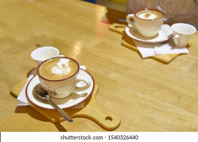 Coffee On Table With Spoon And Suger