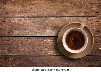 coffee on table. top view