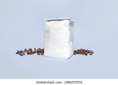 Coffee Pack With Coffee Beans Mock Up. 